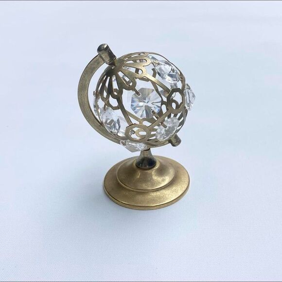 24K Gold Plated Crystal Vintage Mini Globe - Picture 2 of 3